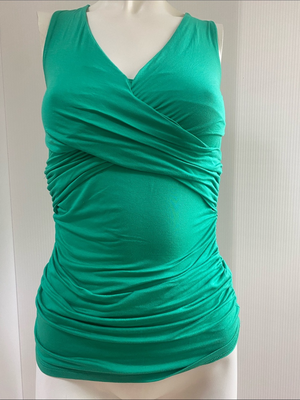 VENUS Emerald Green Ruched Surplice Tank